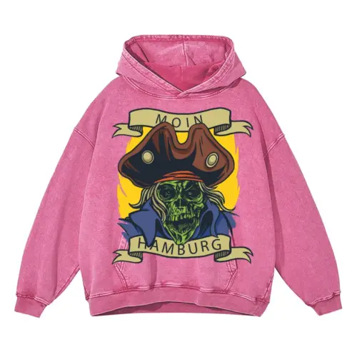 Pirate Acid Wash Oversized Pink Hoodie