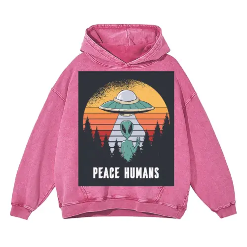 Alien Acid Wash Oversized Pink Hoodie