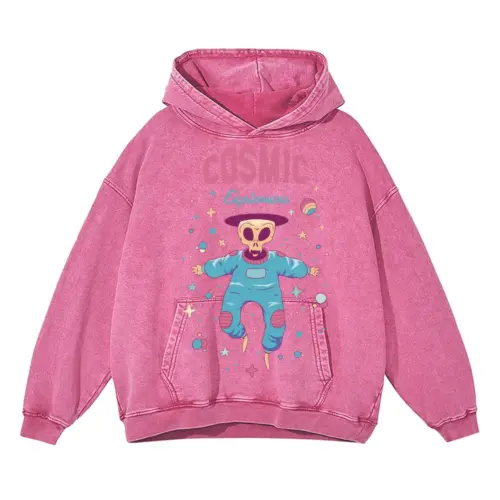 Spaceanimals B Acid Wash Oversized Pink Hoodie