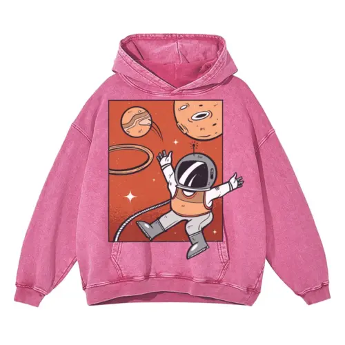 Spacebasketball Acid Wash Oversized Pink Hoodie
