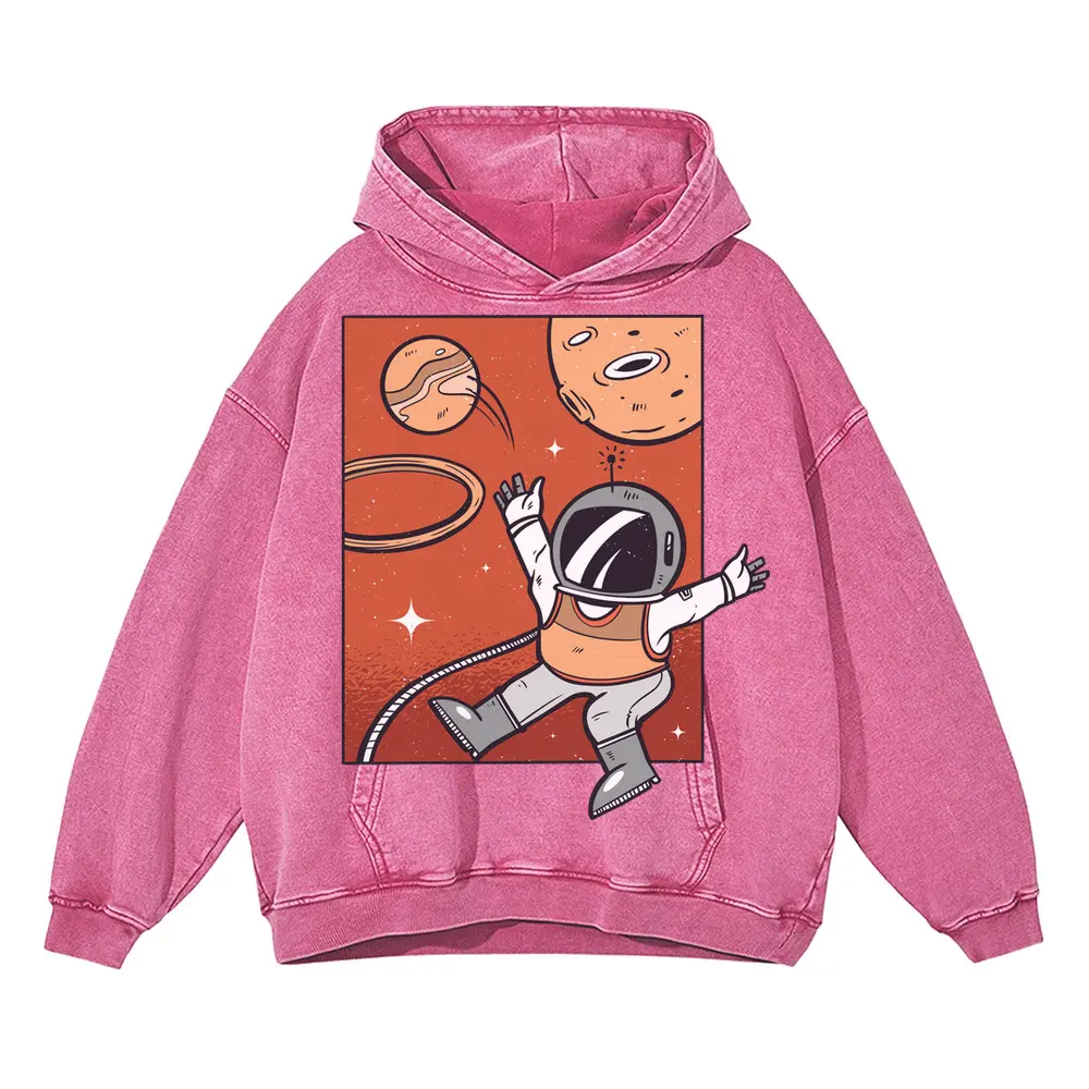 Spacebasketball Acid Wash Oversized Pink Hoodie