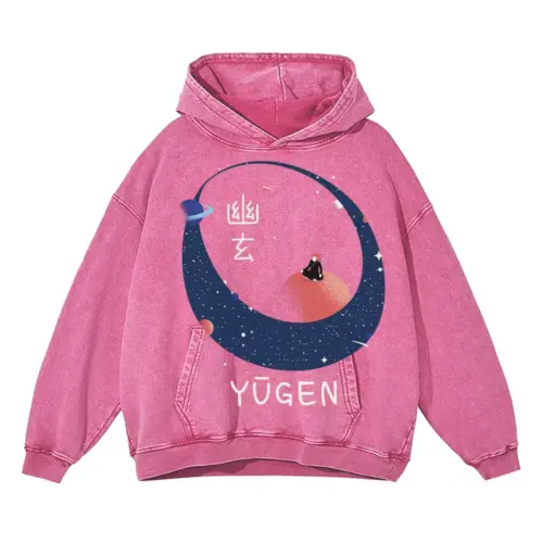 Yugen Acid Wash Oversized Pink Hoodie