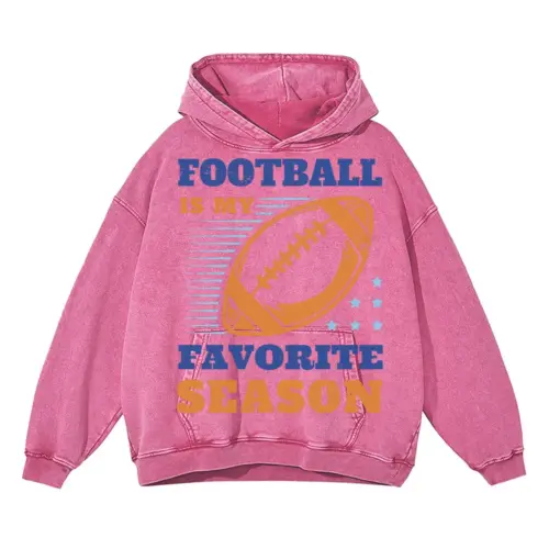 American Football Favorite Season Acid Wash Oversized Pink Hoodie