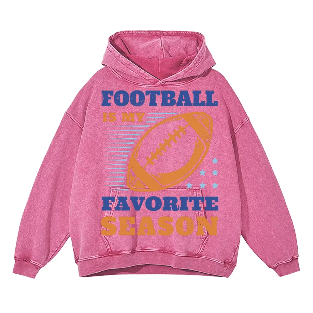 American Football Favorite Season Acid Wash Oversized Pink Hoodie