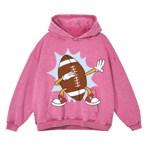 American Football Dabbing Acid Wash Oversized Pink Hoodie