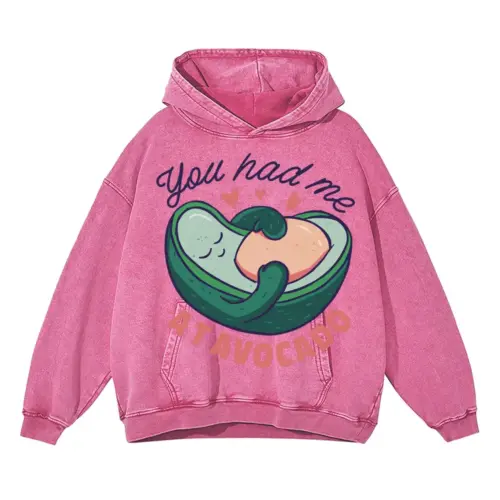 Avocado Mom Acid Wash Oversized Pink Hoodie