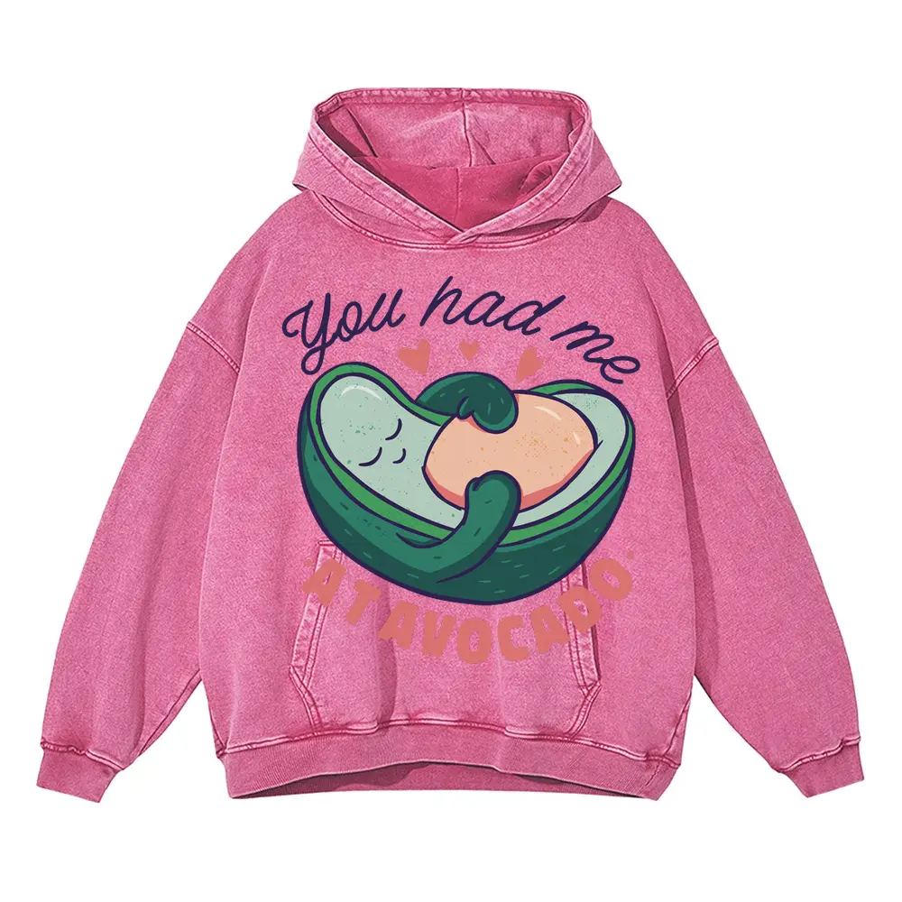 Avocado Mom Acid Wash Oversized Pink Hoodie