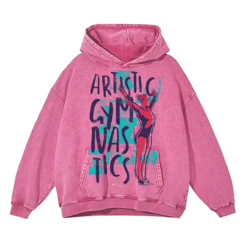Artistic Gym Acid Wash Oversized Pink Hoodie