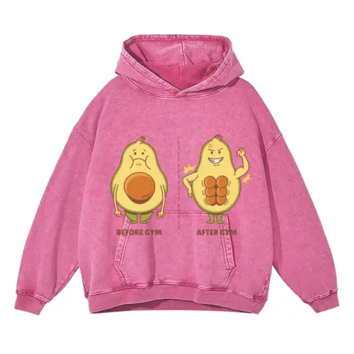 Avocado Gym Acid Wash Oversized Pink Hoodie
