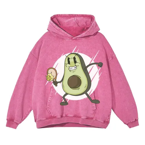 Avocado Tennis Acid Wash Oversized Pink Hoodie