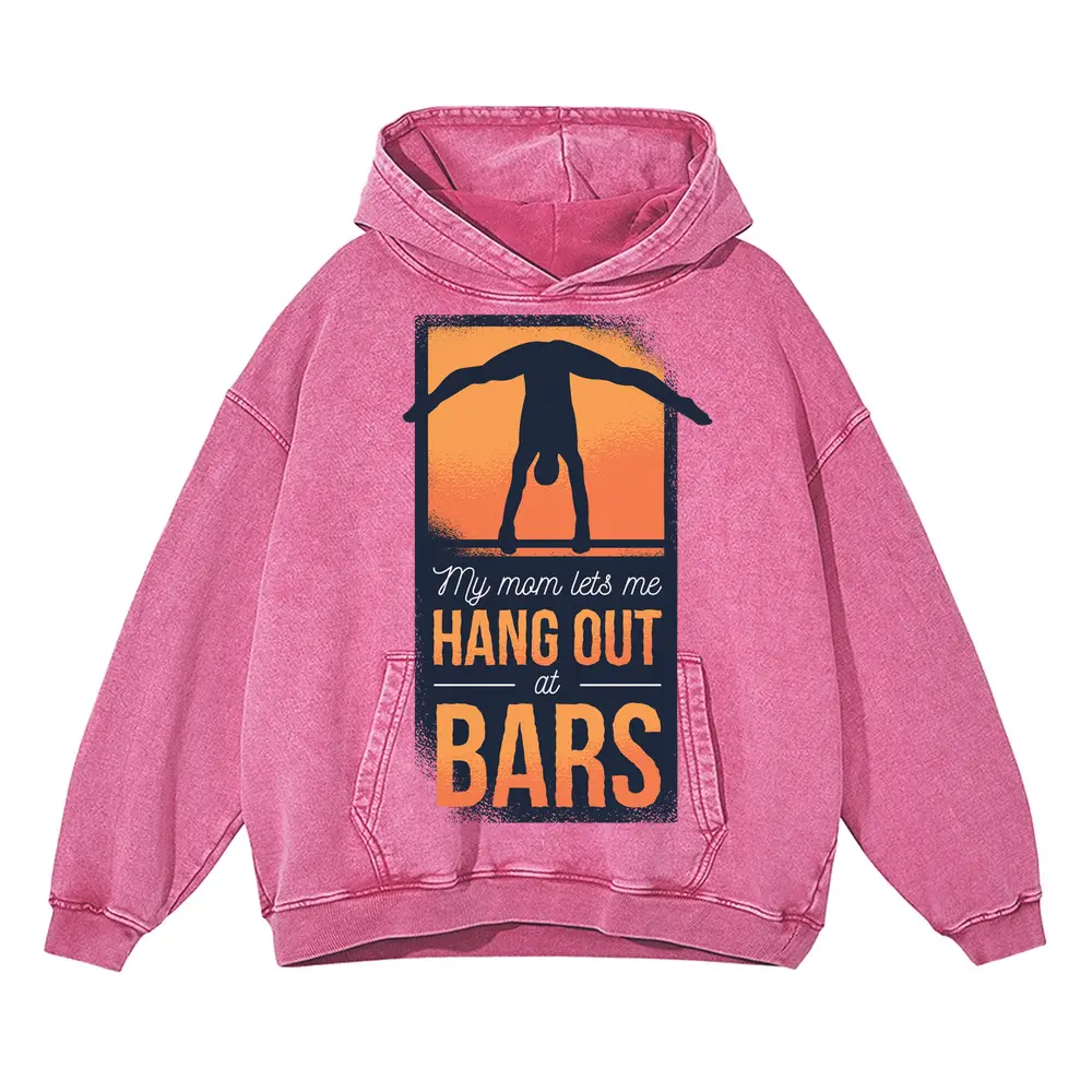 Bar Gymnast 0 Acid Wash Oversized Pink Hoodie